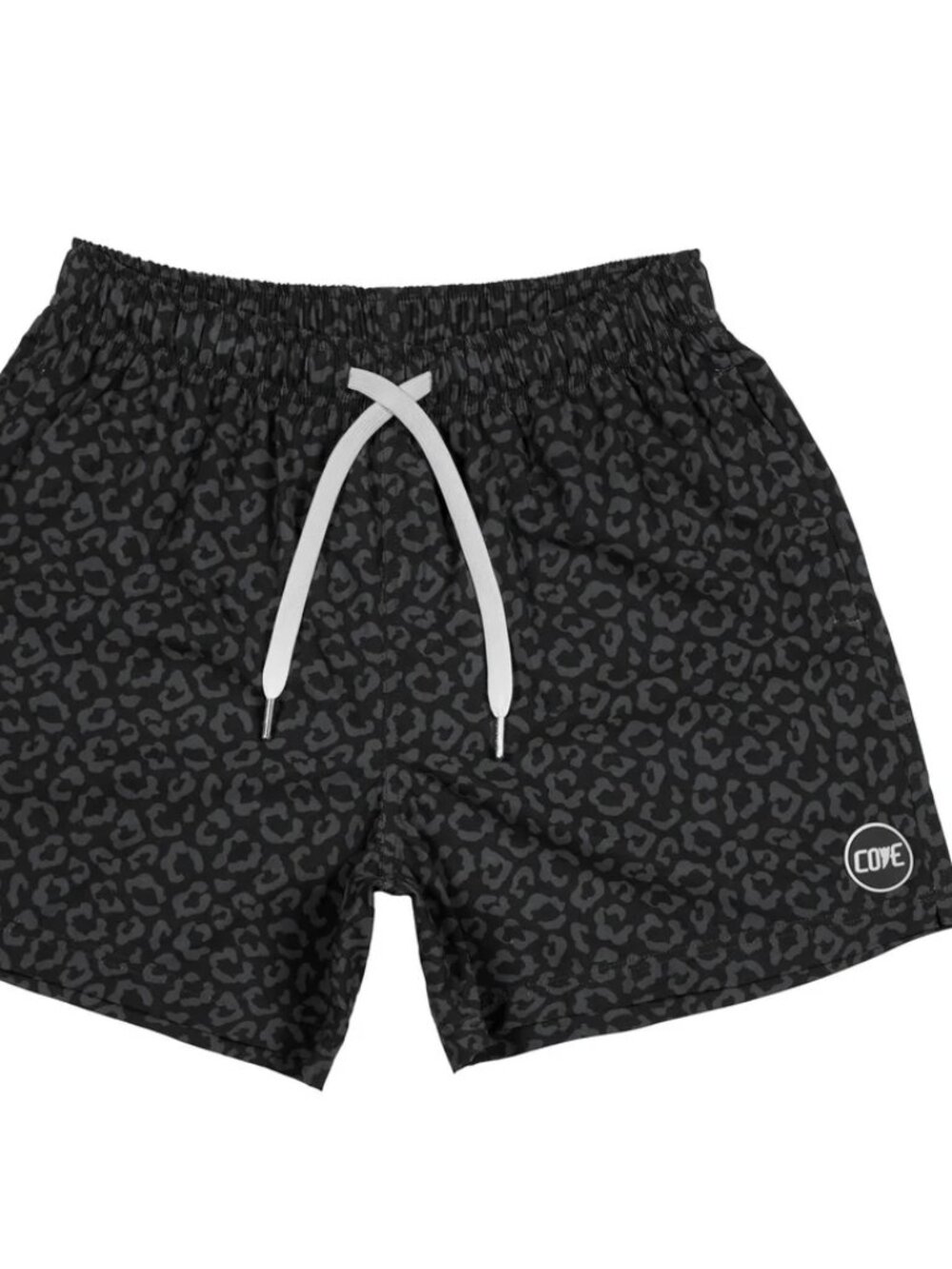 Cove Black Leopard Shorts, 30W, 5" Inseam, EUC